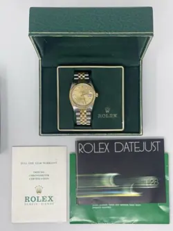 ROLEX OP DATEJUST REF. 16013 CHAMPAGNE DIAMOND DIAL 36MM BOX & PAPERS