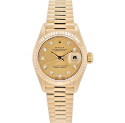 ROLEX DATEJUST  69178 26MM CHAMPAGNE DIAMONDS DIAL FLUTED BEZEL PRESIDENT BAND