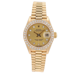 ROLEX DATEJUST 69178 26MM CHAMPANGE DIAMOND DIAL AM DIAMOND BEZEL PRESIDENT BAND