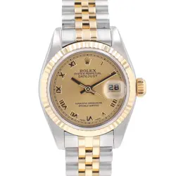 ROLEX DATEJUST LADIES WATCH 179173 TWOTONE CHAMPAGNE ROMAN JUBILEE BAND 26MM