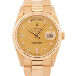 UNPOLISHED ROLEX DAY-DATE PRESIDENT FACTORY CHAMPAGNE DIAMOND 36MM 18K 18238