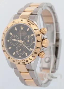MINT Rolex Daytona Cosmograph 40mm Black Two-Tone 18K Yellow Gold Watch 116523
