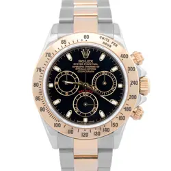 MINT ROLEX DAYTONA COSMOGRAPH 40MM BLACK TWO-TONE 18K YELLOW GOLD WATCH 116523