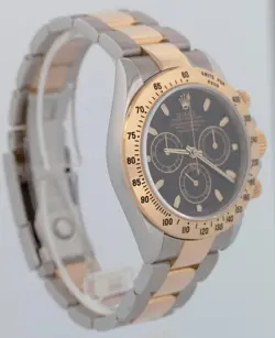 MINT Rolex Daytona Cosmograph 40mm Black Two-Tone 18K Yellow Gold Watch 116523