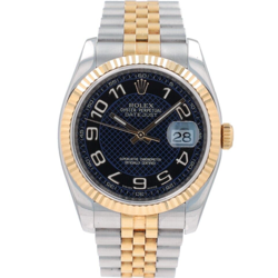 B&P ROLEX DATEJUST 116233 36MM BLACK ARABIC DIAL FLUTED BEZEL JUBILEE BAND