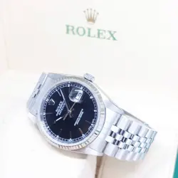 ROLEX 36MM OYSTER PERPETUAL BLACK STICKS DIAL DATEJUST REF: 16234 (F SERIES)