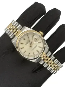 ROLEX DATEJUST 36MM TWO-TONE SILVER STICK  DIAL FLUTED JUBILEE BAND 16233