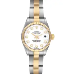 ROLEX DATEJUST STEEL YELLOW GOLD WHITE DIAMOND DIAL LADIES WATCH 79173