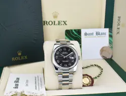 ROLEX SS DATEJUST BLACK CONCENTRIC - SMOOTH BEZEL OYSTER BAND 116244 SANT BLANC