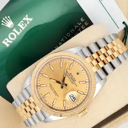 ROLEX DATEJUST 126233 36MM 2-TONE CHAMPAGNE INDEX FLUTED JUBILEE BOX PAPERS
