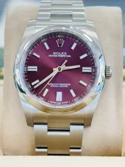 ROLEX OYSTER PERPETUAL 116000 RARE PURPLE GRAPE DIAL STEEL OYSTER BAND UNWORN