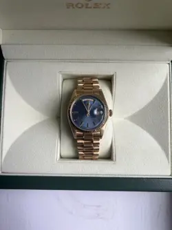 ROLEX DAY-DATE PRESIDENT 1803 18K YELLOW GOLD BLUE PIE PAN DIAL