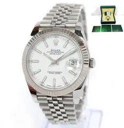 2018 ROLEX DATEJUST 126334 41MM WHITE FLUTED JUBILEE BOX PAPERS