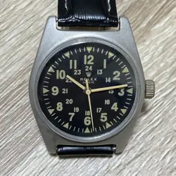 ROLEX GENEVE MILITARY VINTAGE ANTIQUE BLACK DIAL HAND WINDING WRISTWATCH