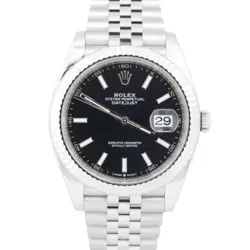 MINT 2024 PAPERS ROLEX DATEJUST 41MM BLACK 18K STEEL FLUTED JUBILEE 126334 BOX