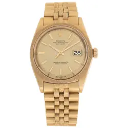 ROLEX DATEJUST 1611 18K CHAMPAGNE DIAL 36MM AUTOMATIC WATCH