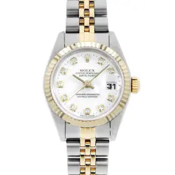 ROLEX DATEJUST 10P DIAMOND 69173G WHITE T NUMBER SECOND HAND WOMEN