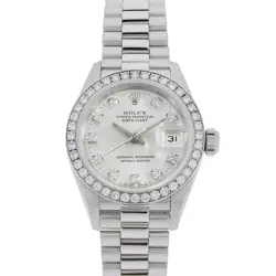 ROLEX DATEJUST BEZEL DIAMOND 10P DIAMOND 69136G SILVER E NUMBER SECOND HAND ...