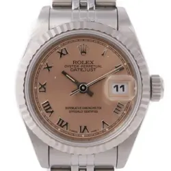 ROLEX DATEJUST AUTOMATIC WATCH 69174 18K WHITE GOLD STAINLESS STEEL PINK