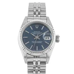ROLEX DATEJUST 26 69174 BLUE INDEX FLUTED STEEL WHITE GOLD  LADIES WATCH 1995