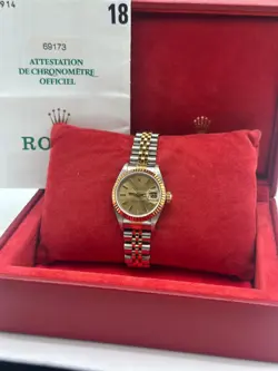 ROLEX DATEJUST 69173 26MM WHITE ROMAN 18K YELLOW GOLD & STEEL 1998 BOX & PAPERS