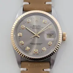 MENS ROLEX OYSTER 16013 DATEJUST 36MM 18K SS  DIAMOND AUTOMATIC 1980S RA522B