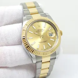 ROLEX 116333 DATEJUST II 18K/SS WITH CHAMPAGNE STICK DIAL ON OYSTER