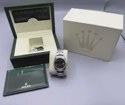 ROLEX DATE 34MM BLACK DIAL OYSTER BRACELET STEEL WATCH 115210 BOX ROMAN NUMERAL