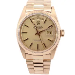 ROLEX DAY-DATE 36MM YELLOW DIAL WATCH 1803 YG CHAMPAGNE
