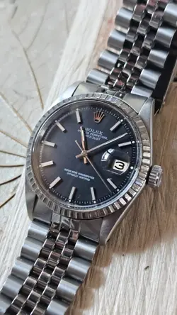 VINTAGE ROLEX DATEJUST 1603 BLACK DIAL MEN'S AUTOMATIC WATCH 1965