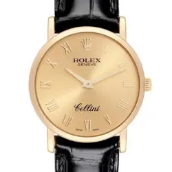 ROLEX CELLINI CLASSIC YELLOW GOLD CHAMPAGNE ROMAN DIAL MENS WATCH 5115 CARD