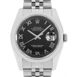 ROLEX DATEJUST 116200 BLACK ROMAN 5 ROW JUBILEE BRACELET M NUMBER SECOND HAN...