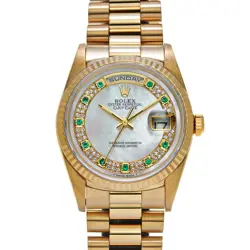 ROLEX DAY-DATE 18238NME WHITE SHELL/MILLIARD DIAMOND/EMERALD 626977