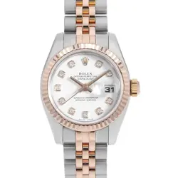 ROLEX DATEJUST 10P DIAMOND 179171G WHITE D NUMBER SECOND HAND WOMEN