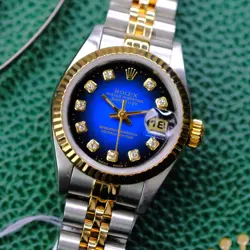 ROLEX DATEJUST 69173 BLUE VIGNETTE DIAMOND DIAL 26MM FLUTED BEZEL JUBILEE BAND