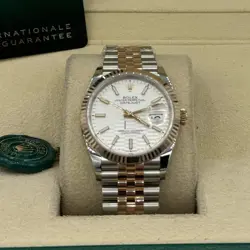 ROLEX EVEROSE ROLESOR DATEJUST 36 WATCH - FLUTED BEZEL - WHITE FLUTED MOTIF INDE