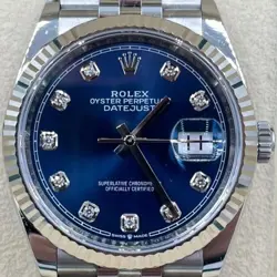 ROLEX DATEJUST 126234 36MM WHITE DIAMOND DIAL AND FLUTED BEZEL WITH STAINLESS ST