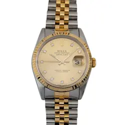 ROLEX 16233G DATEJUST TWO TONE DIAMOND DIAL 36MM 1991 X SERIAL SK