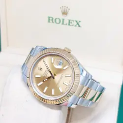 ROLEX 41MM 18K HALF YELLOW GOLD CHAMPAGNE BATONS DATEJUST REF: 116333 (2016)