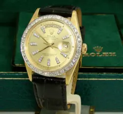 ROLEX 36MM DAY-DATE AUTOMATIC 18K GOLD PRESIDENT WATCH REF. 1803 '67 W/DIAMONDS