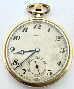 ROLEX 1920’S RARE ENGINE TURN DIAL OPEN FACE POCKET WATCH SUPERB ORDER, SERVICED