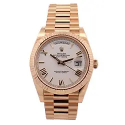 ROLEX DAY-DATE 40MM WHITE DIAL WATCH 228235 ROSE GOLD