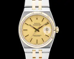 ROLEX 17013 TWO TONE OYSTERQUARTZ CHAMPAGNE DIAL BOX AND PAPERS C. 1987