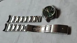 Vintge Rolex Oysterdate 6466 Olive Green Dial 30mm Mid-Size Hand-Winding Watch