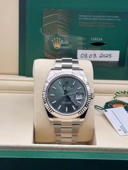 ROLEX DATEJUST 41 MM 126334 MINT GREEN UNWORN 2025 OYSTER