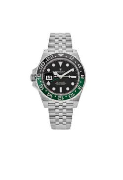 ROLEX GMT-MASTER II  SILVER JUBILEE BRACELET WITH BLACK AND GREEN BEZEL