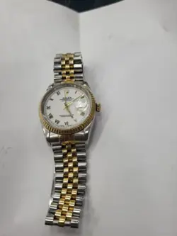 ROLEX DATEJUST 18K YELLOW GOLD STEEL WHITE ROMAN DIAL MENS WATCH 16233