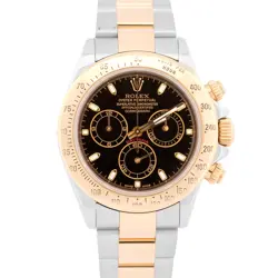 ROLEX DAYTONA COSMOGRAPH 40MM BLACK TWO-TONE STEEL 18K YELLOW GOLD WATCH 116523