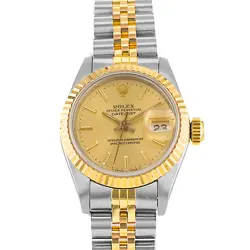 ROLEX DATEJUST 26 69173 GOLD INDEX STEEL YELLOW GOLD JUBILEE FLUTED LADIES WATCH