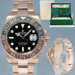 2020 NEW PAPERS ROLEX GMT MASTER ROSE GOLD CERAMIC ROOT BEER 126715 WATCH BOX